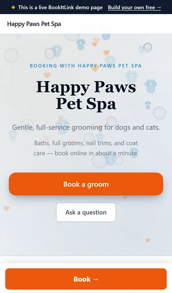 Happy Paws Pet Spa — live page